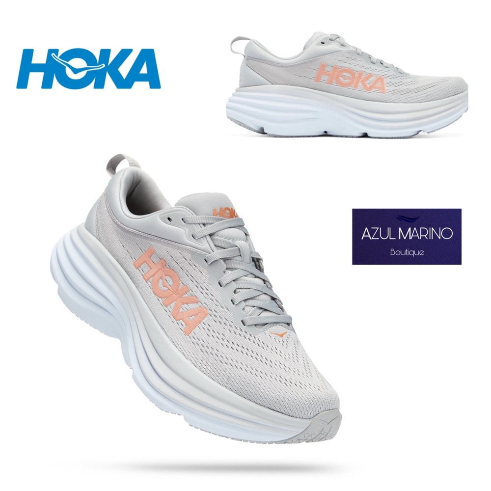 HOKA Bondi 8 Women's Gray Running Shoes - Picture 3 of 12